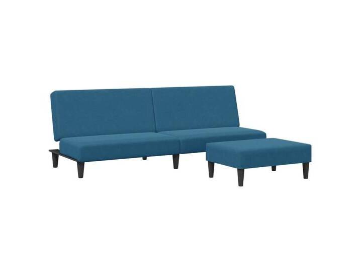 vidaXL Sofa Schlafsofa 2-Sitzer mit Fußhocker Blau Samt, blau, Ohne Armlehnen, Blau von vidaXL