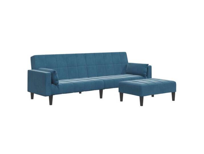 vidaXL Sofa Schlafsofa 2-Sitzer mit Fußhocker Blau Samt, blau, with armrest, Blau von vidaXL