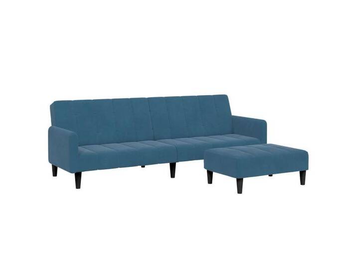vidaXL Sofa Schlafsofa 2-Sitzer mit Fußhocker Blau Samt, blau, with armrest, Blau von vidaXL