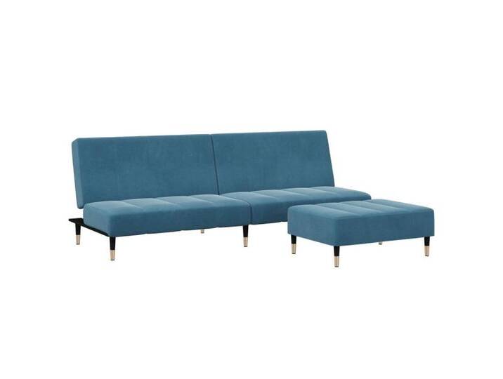 vidaXL Sofa Schlafsofa 2-Sitzer mit Fußhocker Blau Samt, blau, without armrest, Blau von vidaXL