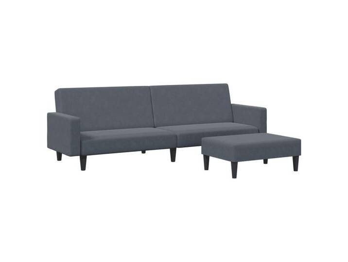 vidaXL Sofa Schlafsofa 2-Sitzer mit Fußhocker Dunkelgrau Samt, grau, with armrest, Dunkelgrau von vidaXL