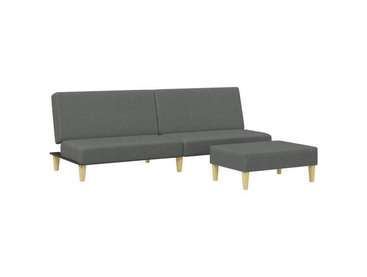 vidaXL Sofa Schlafsofa 2-Sitzer mit Fußhocker Dunkelgrau Stoff, grau, without armrest, Dunkelgrau von vidaXL