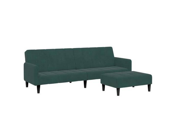 vidaXL Sofa Schlafsofa 2-Sitzer mit Fußhocker Dunkelgrün Samt, grün, with armrest, Dunkelgrün von vidaXL