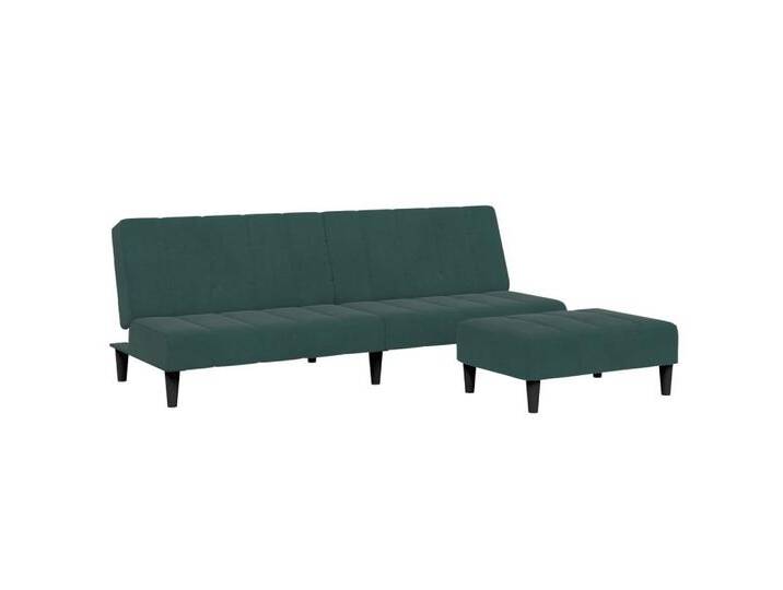 vidaXL Sofa Schlafsofa 2-Sitzer mit Fußhocker Dunkelgrün Samt, grün, without armrest, Dunkelgrün von vidaXL