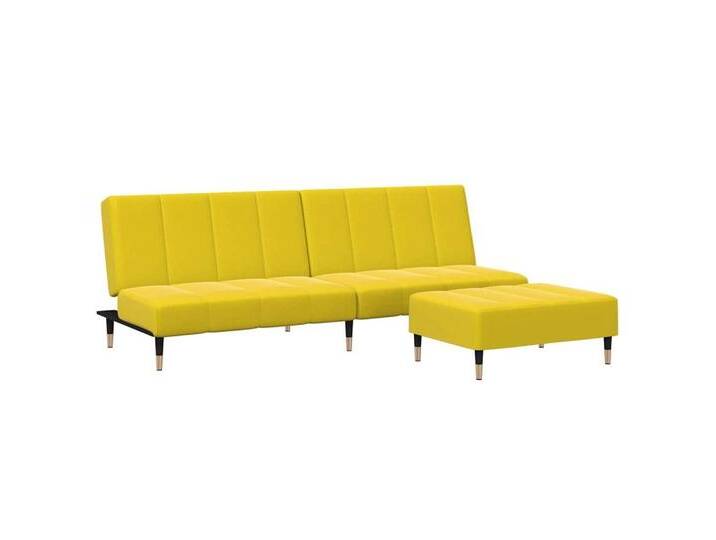 vidaXL Sofa Schlafsofa 2-Sitzer mit Fußhocker Gelb Samt, gelb, Ohne Armlehnen, Gelb von vidaXL