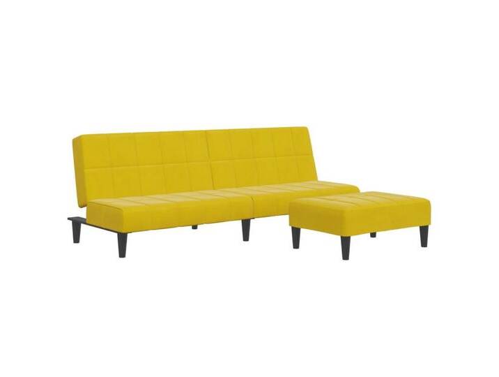 vidaXL Sofa Schlafsofa 2-Sitzer mit Fußhocker Gelb Samt, gelb, without armrest, Gelb von vidaXL