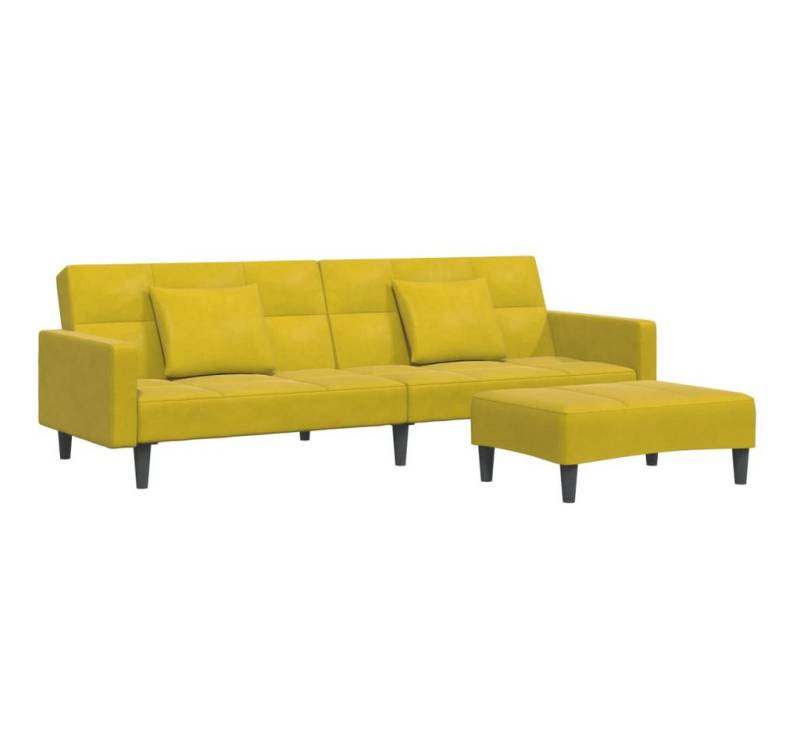 vidaXL Sofa Schlafsofa 2-Sitzer mit Fußhocker Gelb Samt von vidaXL
