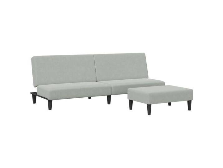 vidaXL Sofa Schlafsofa 2-Sitzer mit Fußhocker Hellgrau Samt, grau, without armrest, Hellgrau vidaXL Sofa Schlafsofa 2-Sitzer mit Fußhocker Hellgrau Samt, grau, without armrest, Hellgrau von vidaXL