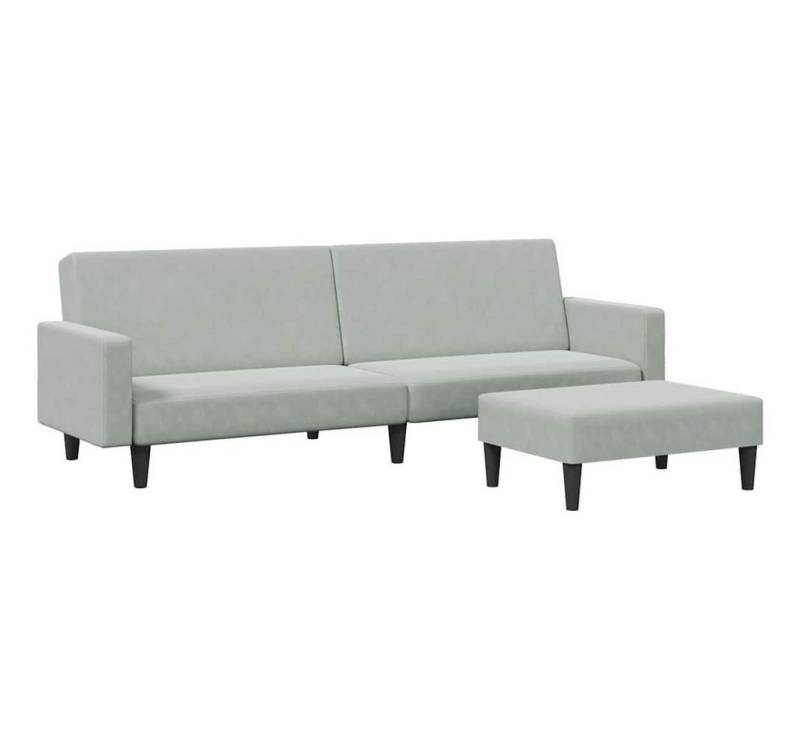 vidaXL Sofa Schlafsofa 2-Sitzer mit Fußhocker Hellgrau Samt von vidaXL