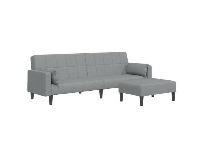 vidaXL Sofa Schlafsofa 2-Sitzer mit Fußhocker Hellgrau Stoff, grau, Hellgrau von vidaXL