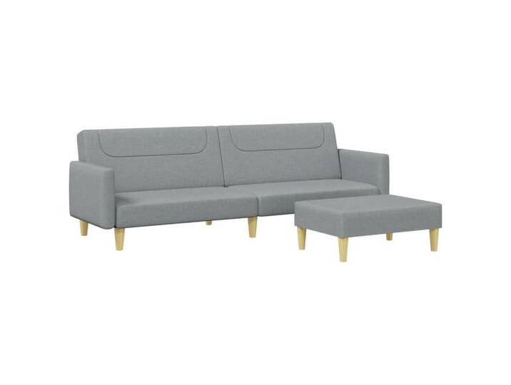 vidaXL Sofa Schlafsofa 2-Sitzer mit Fußhocker Hellgrau Stoff, grau, Hellgrau von vidaXL