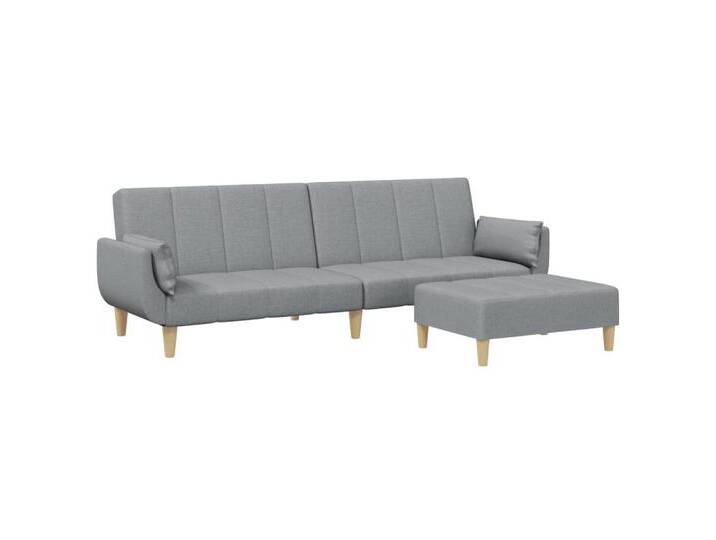 vidaXL Sofa Schlafsofa 2-Sitzer mit Fußhocker Hellgrau Stoff, grau, with armrest, Hellgrau von vidaXL