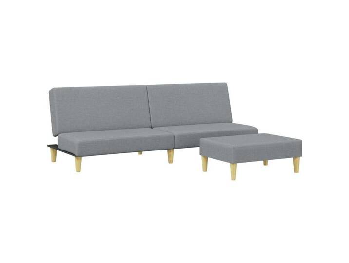 vidaXL Sofa Schlafsofa 2-Sitzer mit Fußhocker Hellgrau Stoff, grau, without armrest, Grau von vidaXL