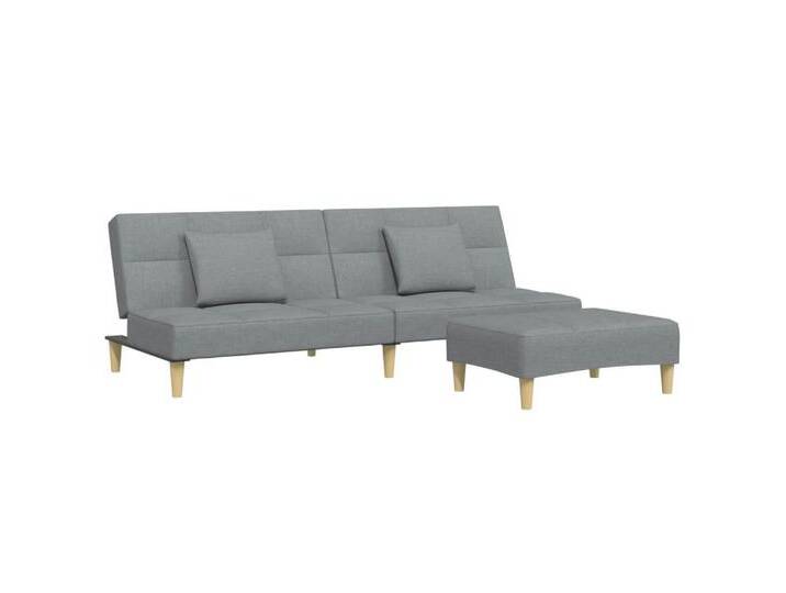 vidaXL Sofa Schlafsofa 2-Sitzer mit Fußhocker Hellgrau Stoff, grau, without armrest, Hellgrau von vidaXL