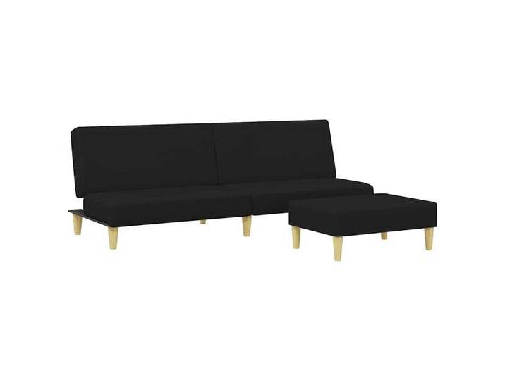vidaXL Sofa Schlafsofa 2-Sitzer mit Fußhocker Schwarz Stoff, schwarz, Ohne Armlehnen, Schwarz von vidaXL