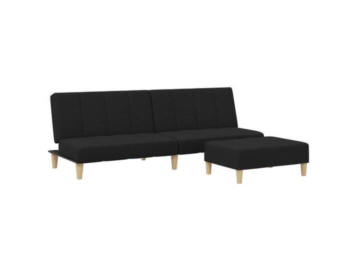 vidaXL Sofa Schlafsofa 2-Sitzer mit Fußhocker Schwarz Stoff, schwarz, without armrest, Schwarz von vidaXL