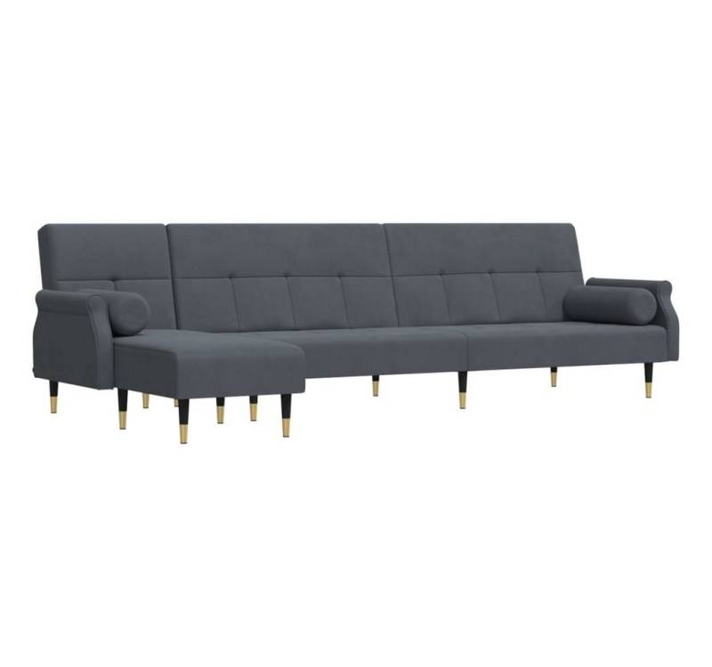 vidaXL Sofa Schlafsofa in L-Form Dunkelgrau 271x140x70 cm Samt Chaiselongue Schlaf von vidaXL