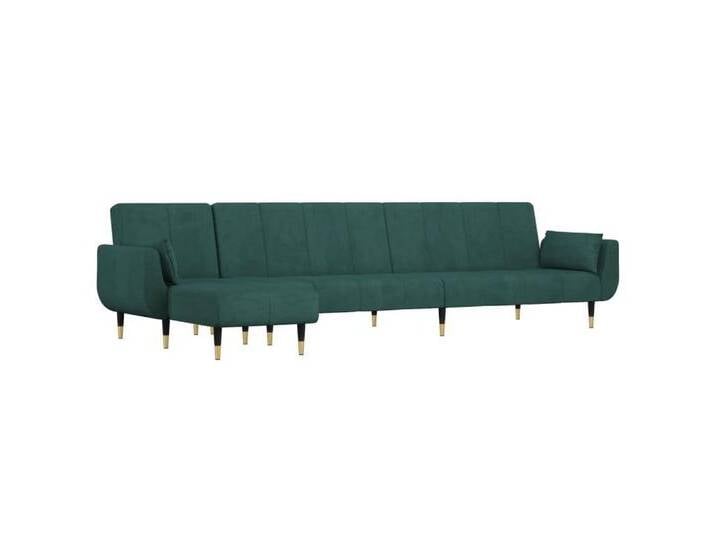 vidaXL Sofa Schlafsofa in L-Form Dunkelgrün 275x140x70 cm Samt, grün, Mit Armlehnen, Dunkelgrün von vidaXL
