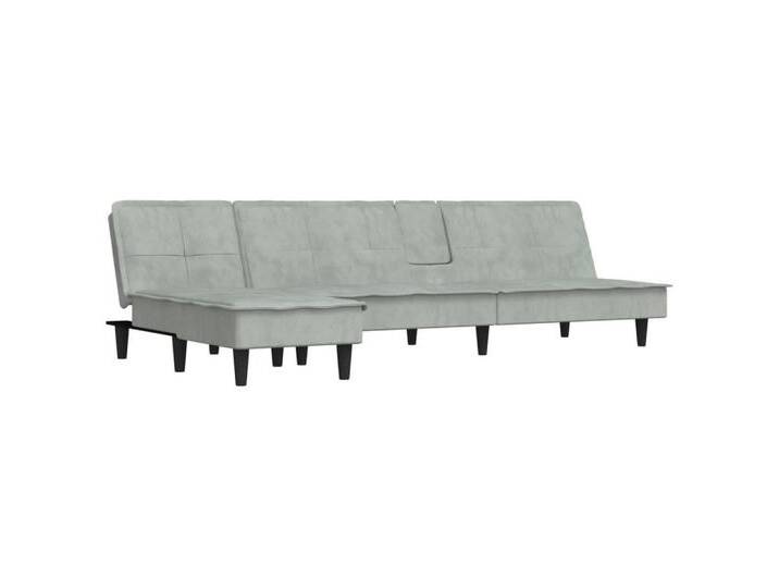 vidaXL Sofa Schlafsofa in L-Form Hellgrau 255x140x70 cm Samt Chaiselongue, grau von vidaXL