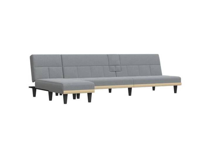 vidaXL Sofa Schlafsofa in L-Form Hellgrau 255x140x70 cm Stoff Chaiselongue Schlafc, grau von vidaXL