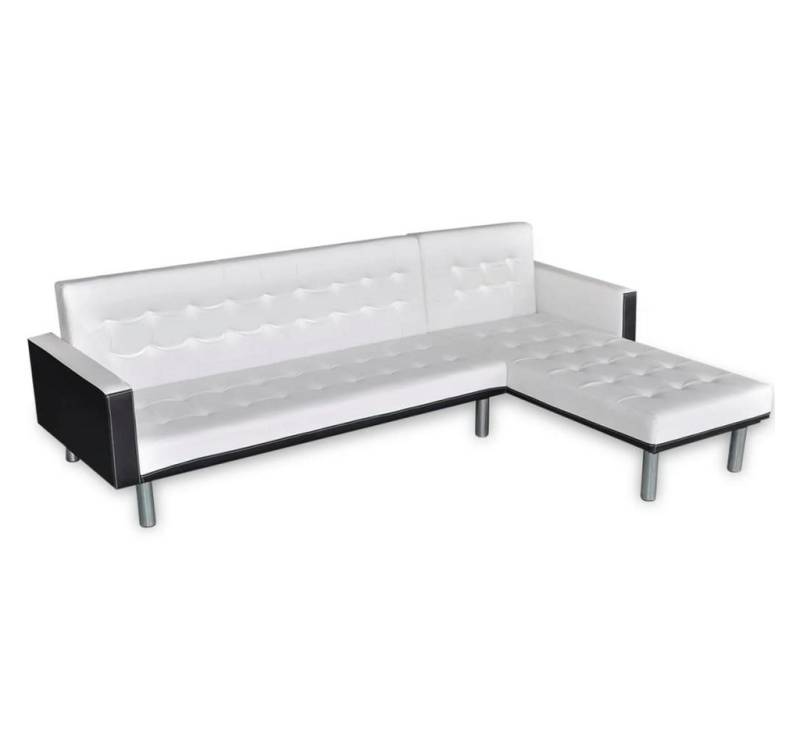 vidaXL Sofa Schlafsofa in L-Form Kunstleder Weiß und Schwarz von vidaXL