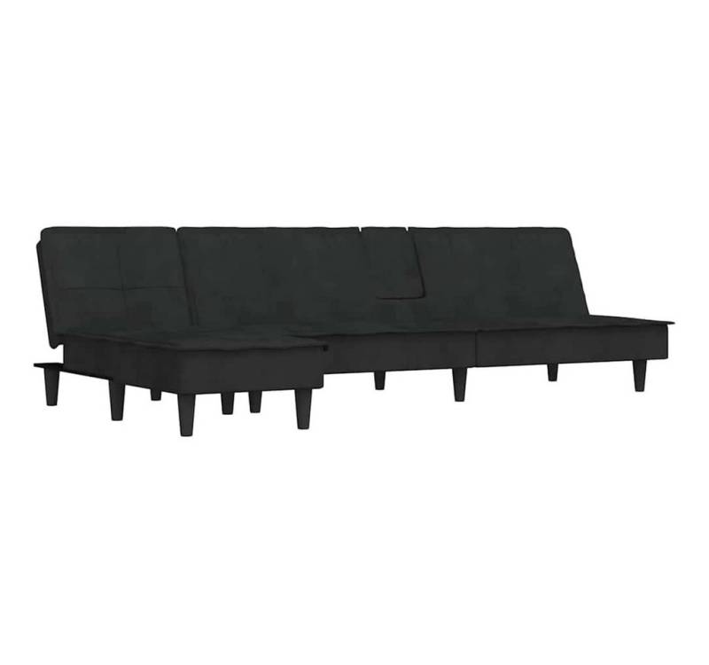 vidaXL Sofa Schlafsofa in L-Form Schwarz 255x140x70 cm Samt von vidaXL
