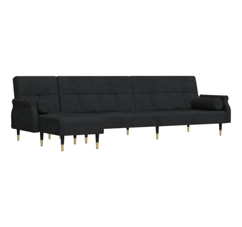 vidaXL Sofa Schlafsofa in L-Form Schwarz 271x140x70 cm Samt Chaiselongue Schlafcou von vidaXL