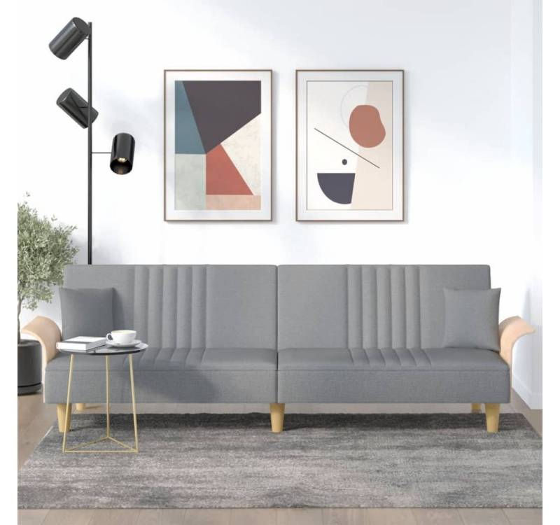 vidaXL Sofa Schlafsofa mit Armlehnen Hellgrau Stoff Schlafcouch von vidaXL