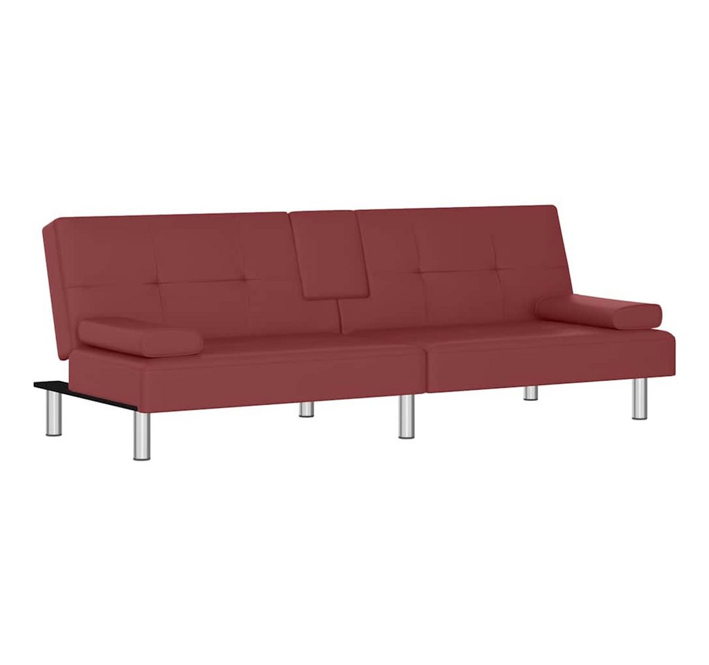 vidaXL Sofa Schlafsofa mit Getränkehaltern Rot Kunstleder von vidaXL
