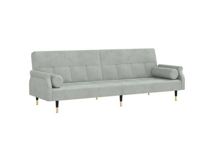 vidaXL Sofa Schlafsofa mit Kissen Hellgrau Samt Gästebett Gästesofa Schlafcouch Sc, grau von vidaXL