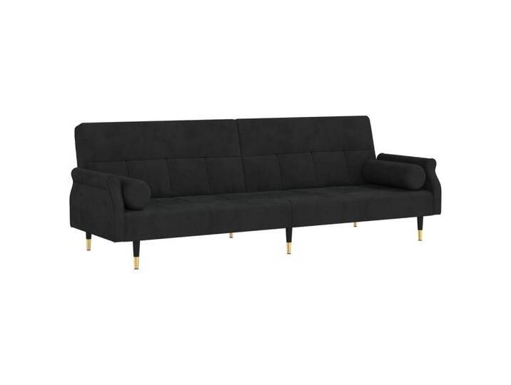 vidaXL Sofa Schlafsofa mit Kissen Schwarz Samt Gästebett Gästesofa Schlafcouch Sch, schwarz von vidaXL