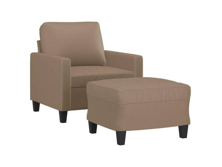vidaXL Sofa Sessel mit Hocker Cappuccino-Braun 60 cm Kunstleder, Cappuccino von vidaXL