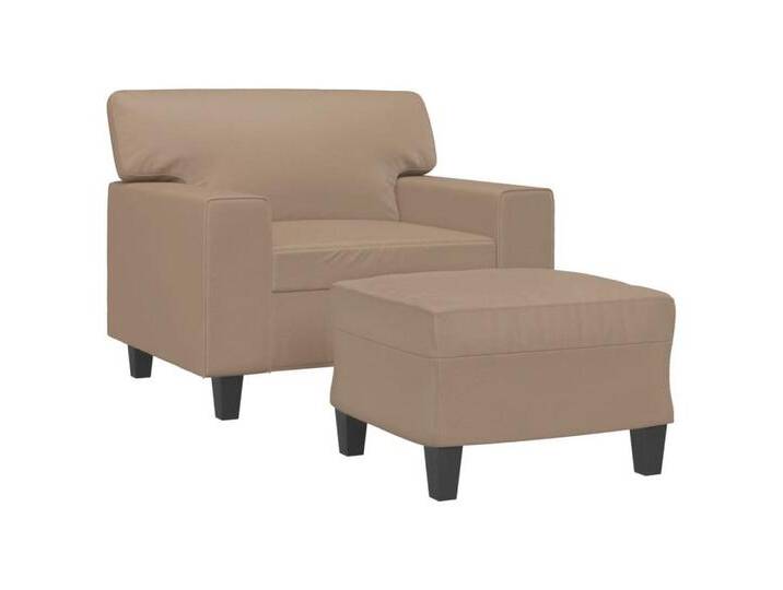 vidaXL Sofa Sessel mit Hocker Cappuccino-Braun 60 cm Kunstleder, Cappuccino von vidaXL