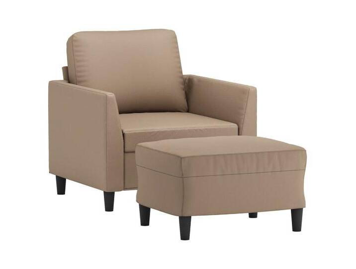 vidaXL Sofa Sessel mit Hocker Cappuccino-Braun 60 cm Kunstleder, Cappuccino von vidaXL