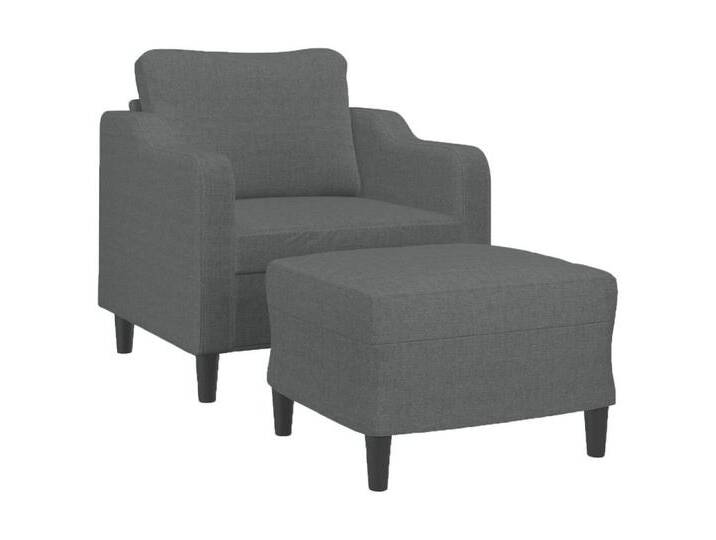 vidaXL Sofa Sessel mit Hocker Dunkelgrau 60 cm Stoff, grau, Dunkelgrau von vidaXL