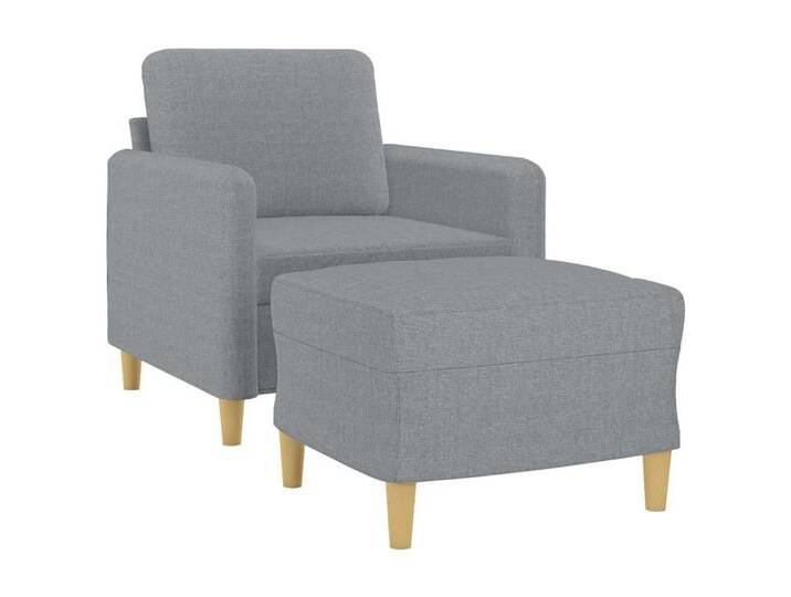 vidaXL Sofa Sessel mit Hocker Hellgrau 60 cm Stoff, grau, Hellgrau von vidaXL