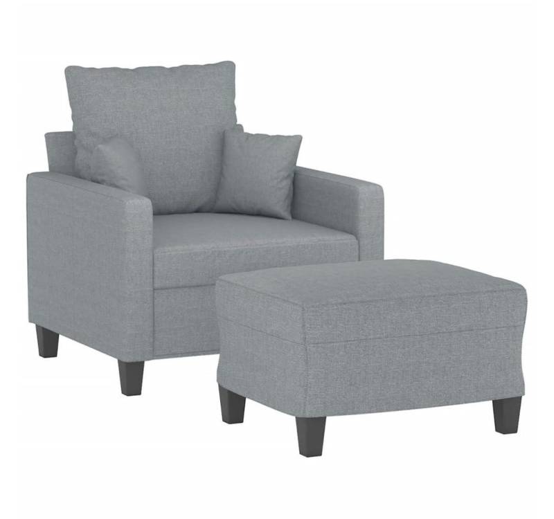 vidaXL Sofa Sessel mit Hocker Hellgrau 60 cm Stoff von vidaXL