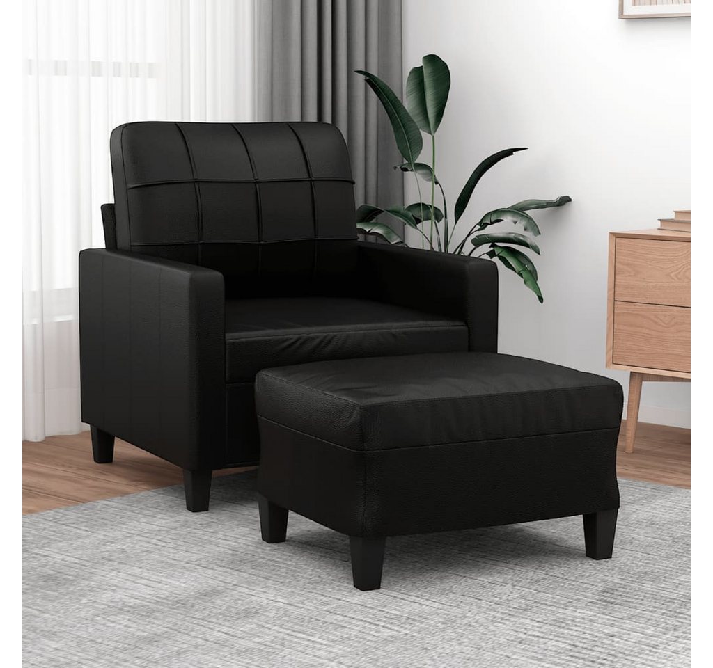 vidaXL Sofa Sessel mit Hocker Kunstleder, Schwarz von vidaXL