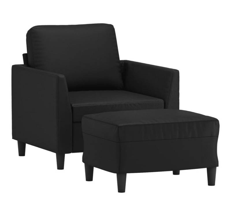 vidaXL Sofa Sessel mit Hocker Schwarz 60 cm Kunstleder von vidaXL