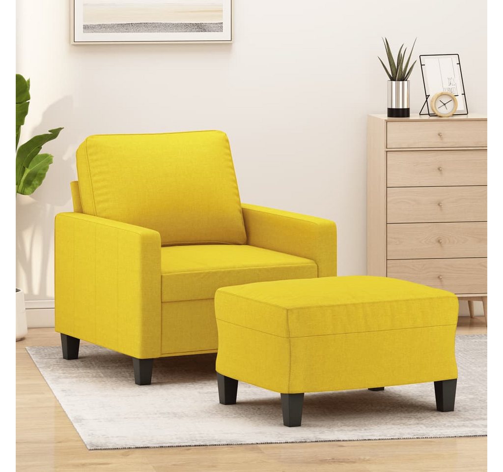 vidaXL Sofa Sessel mit Hocker Stoff, Gelb von vidaXL