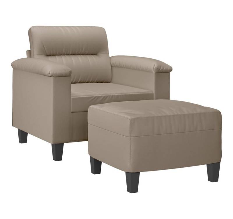 vidaXL Sofa Sessel mit Hocker Taupe 60 cm Mikrofasergewebe von vidaXL