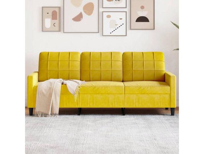 vidaXL Sofa Sofa/ 2-Sitzer/ 3-Sitzer Samt, 180 cm, Gelb, gelb, 180 cm, Gelb von vidaXL
