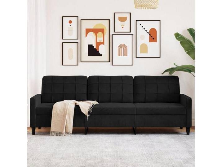 vidaXL Sofa Sofa/ 2-Sitzer/ 3-Sitzer Samt, 210 cm, Schwarz, schwarz, 210 cm, Schwarz von vidaXL