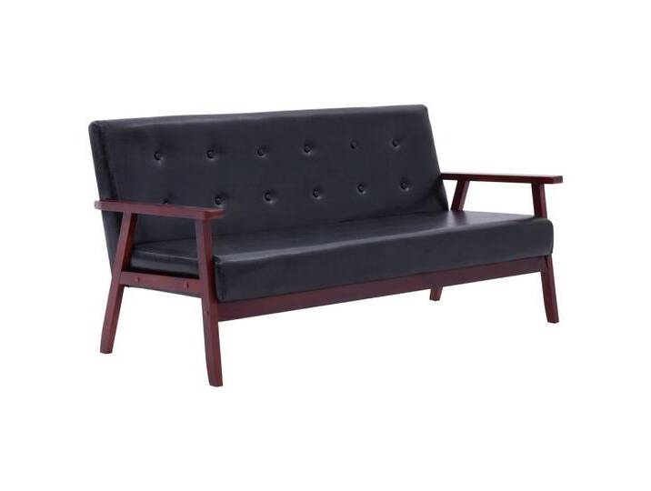 vidaXL Sofa Sofa 3-Sitzer Schwarz Kunstleder, schwarz, 3-Sitzer von vidaXL