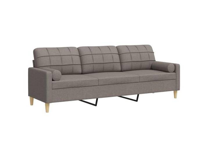 vidaXL Sofa Sofa 3-Sitzer mit Zierkissen Taupe 210 cm Stoff, Taupe von vidaXL