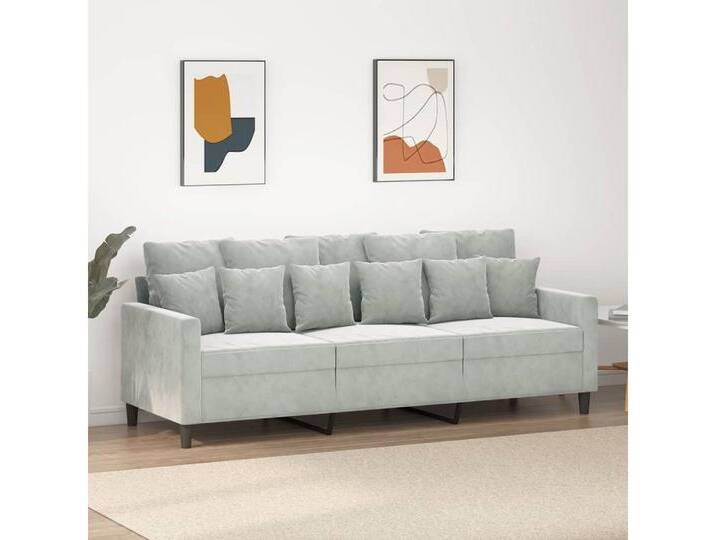 vidaXL Sofa Sofa Samt 3 Sitzer 2 Sitzer Sessel 1 Sitzer verschiedene Farben, grau, 200cm, Grau von vidaXL
