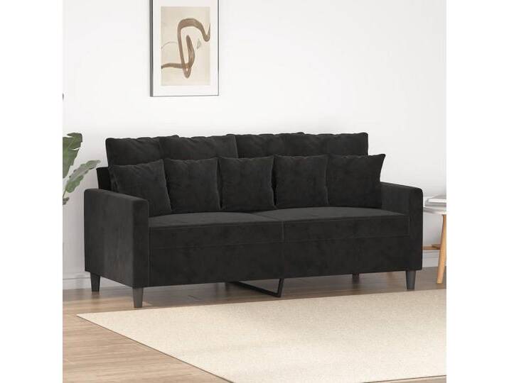 vidaXL Sofa Sofa Samt 3 Sitzer 2 Sitzer Sessel 1 Sitzer verschiedene Farben, schwarz, 160cm, Schwarz von vidaXL