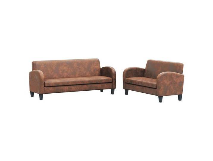 vidaXL Sofa Sofa-Set 2-tlg. Kunstleder in Wildleder-Optik Braun, braun von vidaXL