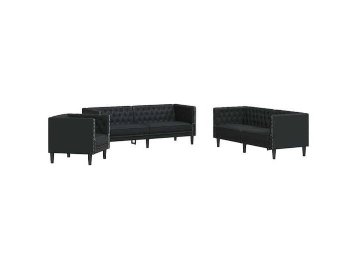 vidaXL Sofa Sofa Set 3 pcs Schwarz 194 x 74.5 x 70.5 cm Kunstleder, 3 Teile, schwarz von vidaXL