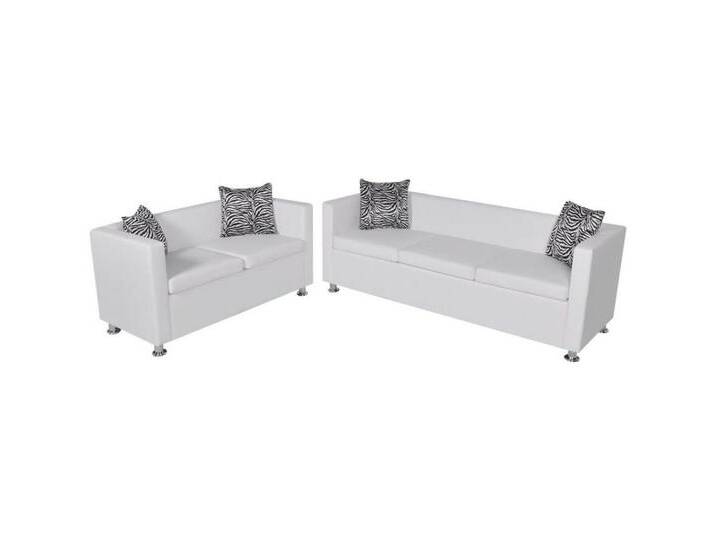 vidaXL Sofa Sofa-Set Kunstleder 3-Sitzer 2-Sitzer Weiß, weiß von vidaXL